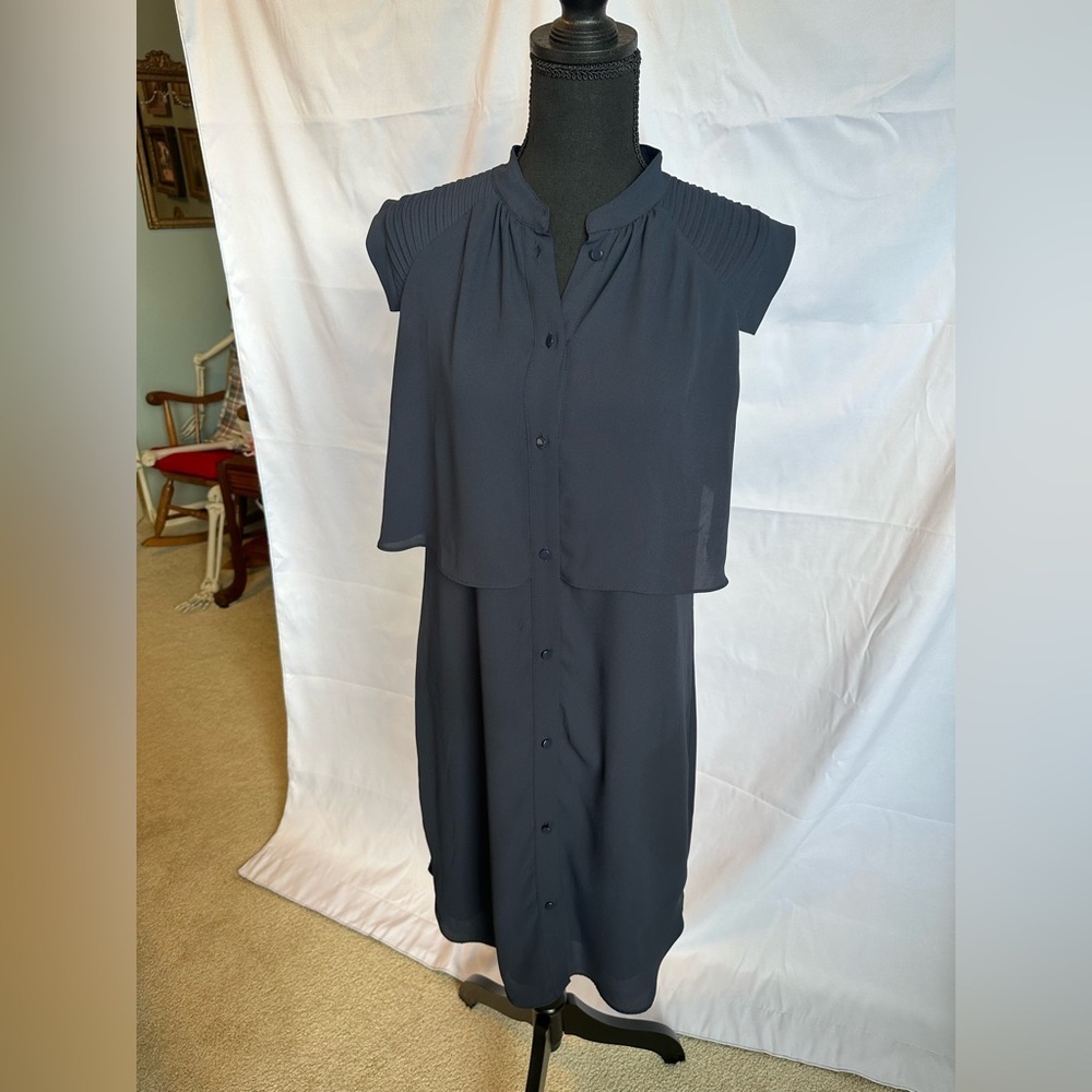 Halston Heritage Navy Georgette Crepe Knee-length dress